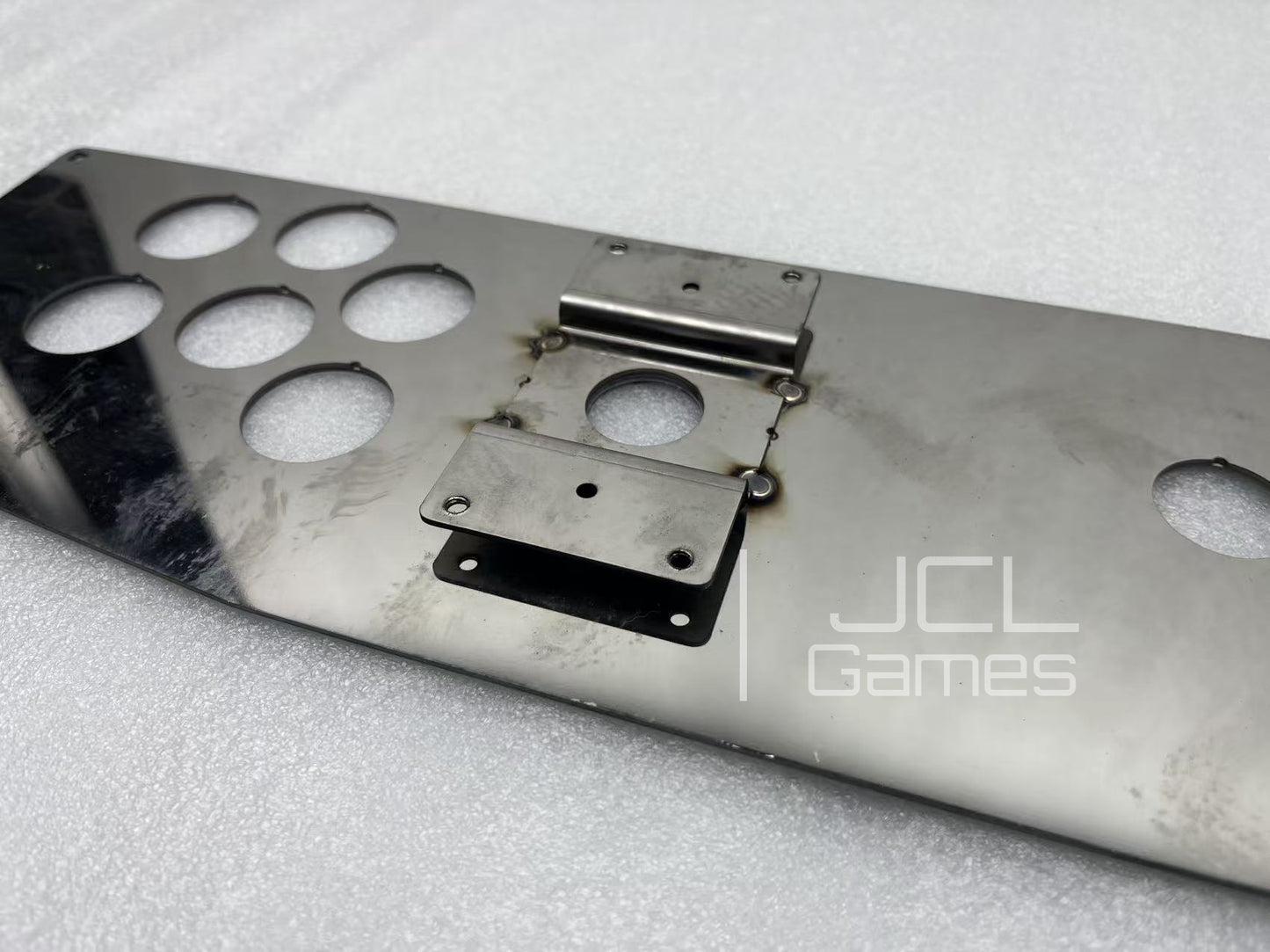 Close up of back view and mounting holes for 1:1 reproduction arcade console panel 3