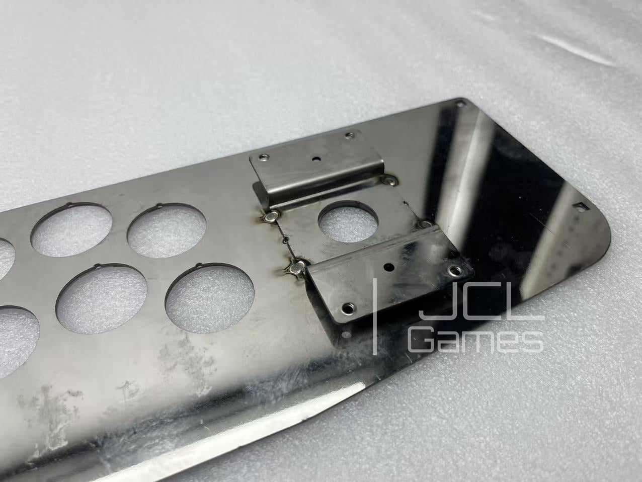 Close up of back view and mounting holes for 1:1 reproduction arcade console panel 4